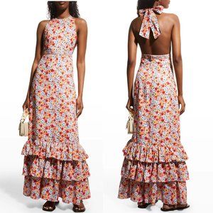 Agua by Agua Bendita Magnolia Printed Linen Halter Maxi Dress